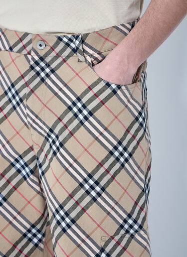 Burberry Check Linen-Blend Pants Beige bur0159017