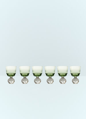 Serax x Ann Demeulemeester Set Of Six Small Eternal Snow Stemmed Glasses Green wps0691770