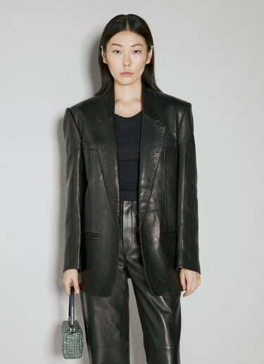 Drapey Oversized Leather Blazer Alexander Wang Drapey Oversized Leather Blazer Black awg0253027