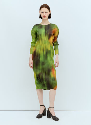 Pleats Please Issey Miyake Turnip & Spinach Midi Dress Green plp0256001