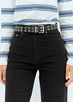 GANNI Double Eyelet Belt Black gan0258070