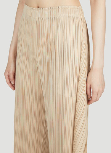 Pleats Please Issey Miyake Cropped Flared Plissé Pants Beige plp0253026