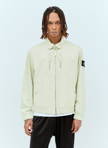 Stone Island Zip-Up Canvas Jacket Green sto0156020