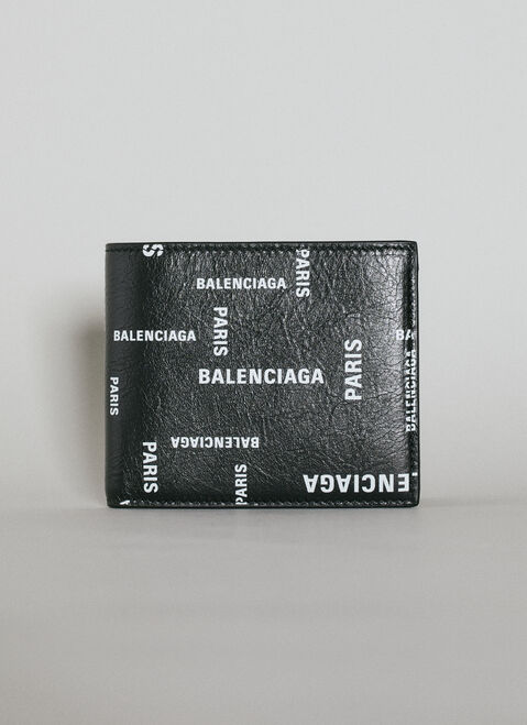 Balenciaga Logo Motif Bi-Fold Wallet Black bal0154054