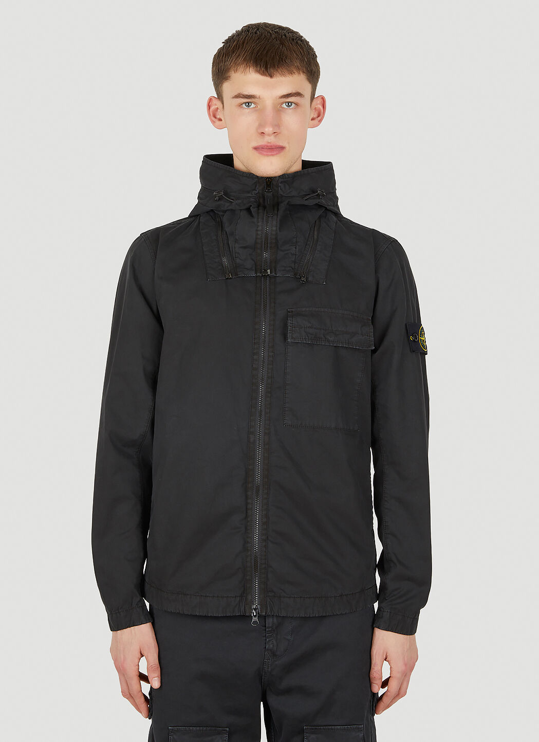 Stone Island Compass Patch Hooded Jacket in Black LN CC