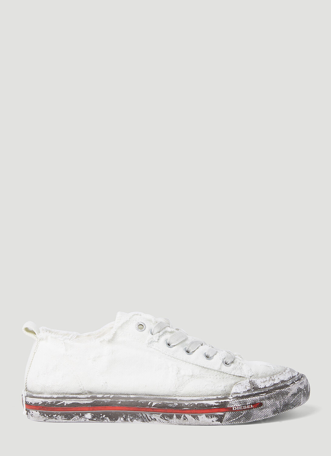Shop Diesel S-athos Distressed Sneakers In White
