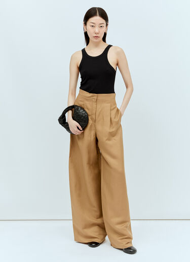 Max Mara Linen-And-Silk Pants Camel max0256019