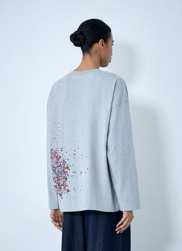 Dries Van Noten Embellished Cotton Jersey Top Grey dvn0263001