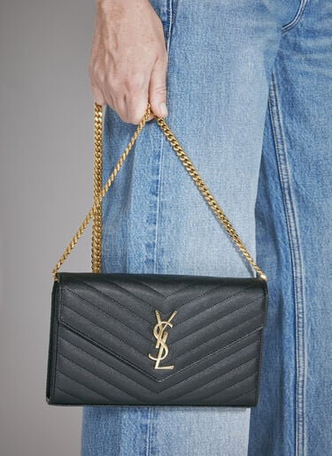 Saint Laurent 쉐브론 퀼팅 모노그램 숄더 백 블랙 sla0200007