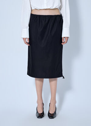Prada Elastic Waist Re-Nylon Midi Skirt Black pra0265025