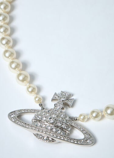 Vivienne Westwood Bas Relief Pearl Necklace Silver vvw0348010