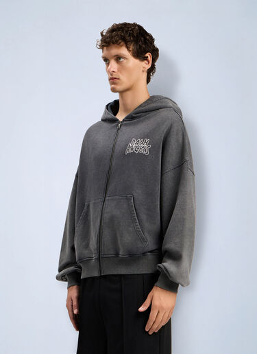 Palm Angels Palm Leaf Loose Zip Hoodie Grey pma0164035
