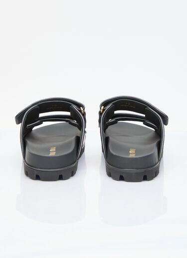 Miu Miu Logo Plaque Leather Slides Black miu0256016