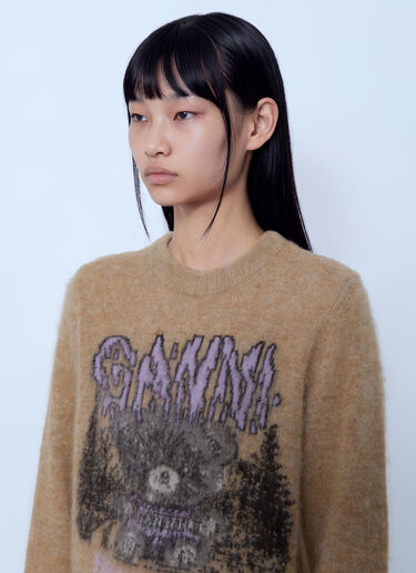 LN-CC® - GANNI: Brushed Alpaca Teddy Sweater - Camel GANNI Brushed Alpaca Teddy Sweater Camel gan0266032