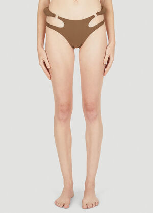 Max Mara S08 Thong Bikini Bottoms Brown max0260022