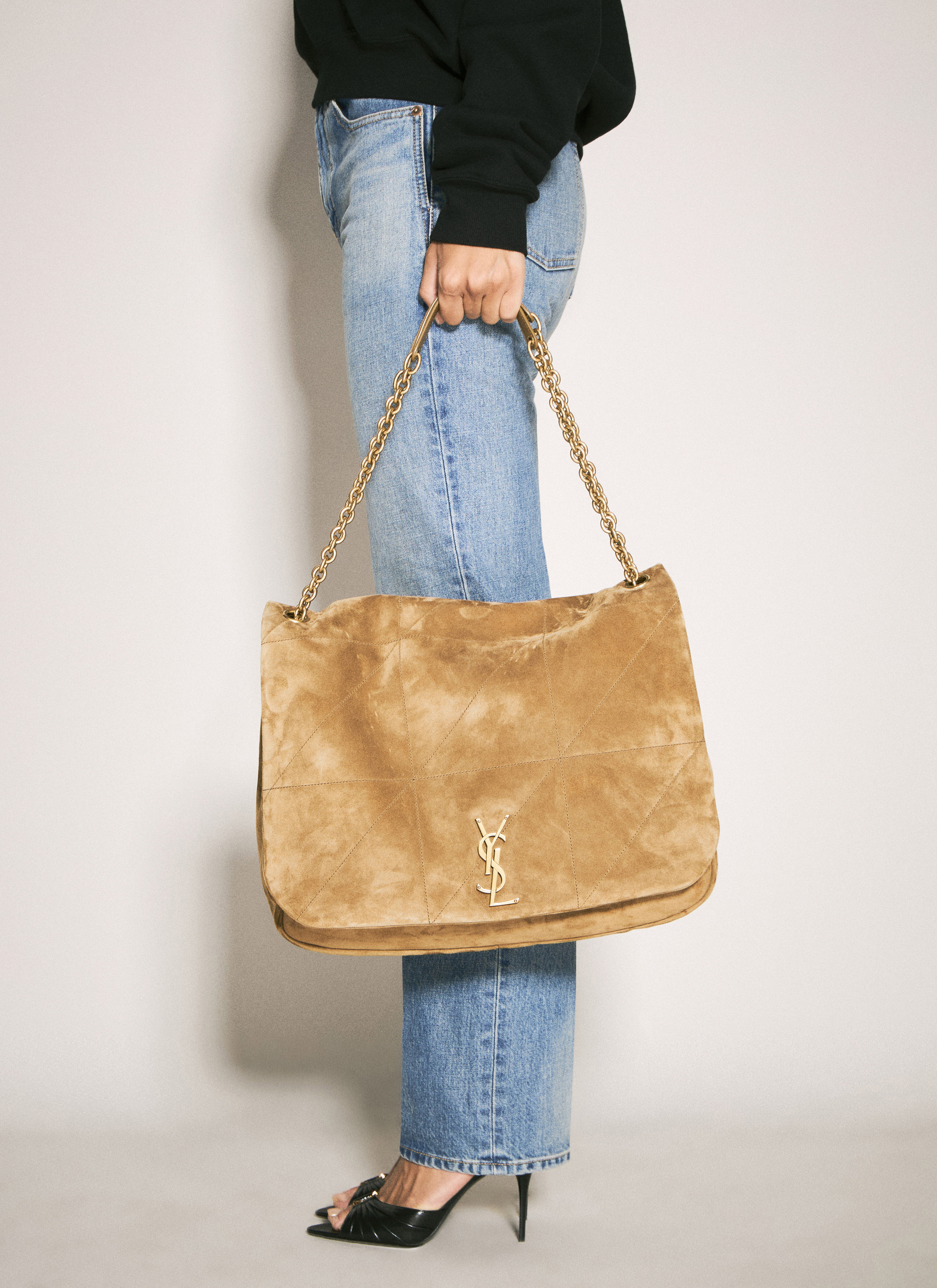 Saint Laurent Women s Jamie 4.3 Suede Shoulder Bag in Camel LN CC