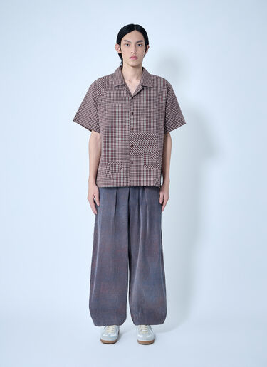 Checkered Short Sleeve Shirt Story mfg. Checkered Short Sleeve Shirt Brown str0163003