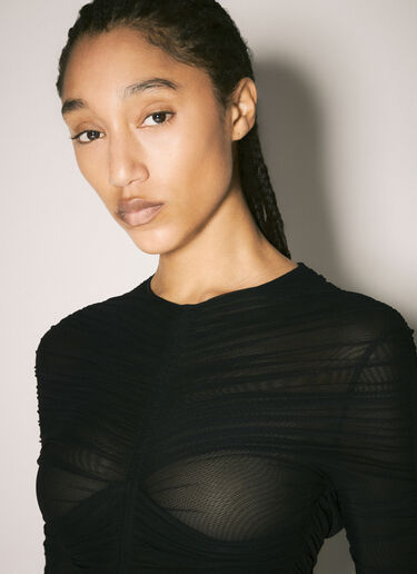 Mugler シャーリングボディスーツ ブラック mug0258011