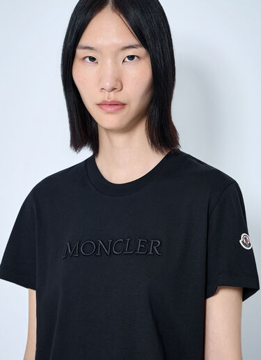 LN-CC® - Moncler: Logo Embroidered T-Shirt - Black Moncler Logo Embroidered T-Shirt Black mon0265109