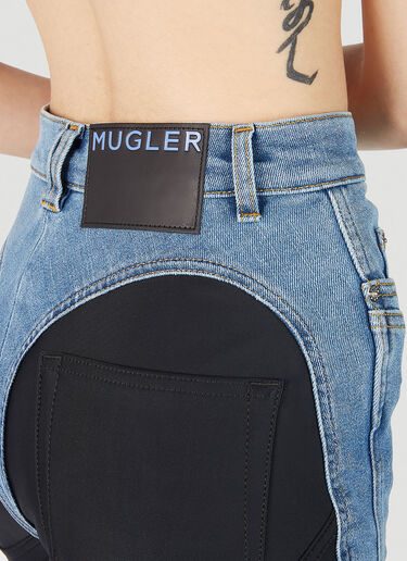 구조적 대조적인 패널 진 Mugler 구조적 대조적인 패널 진 블루 mug0251059