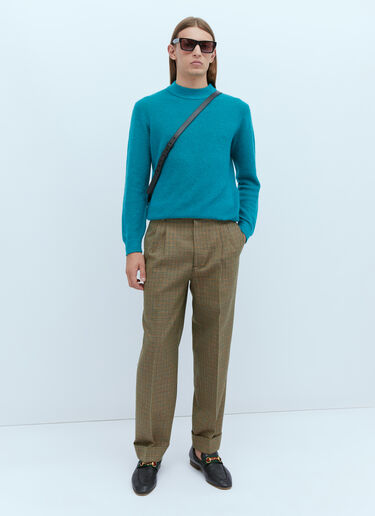 Gucci Logo Embroidery Knit Sweater Blue guc0153034