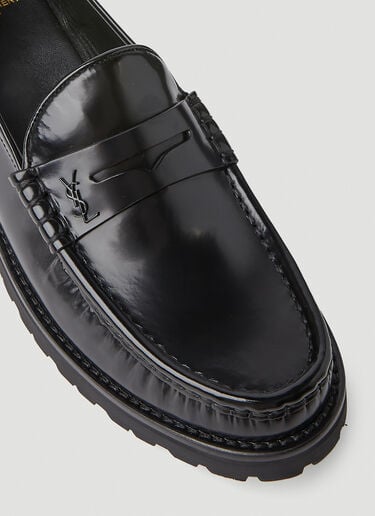 Saint Laurent Logo Plaque Loafers Black sla0151056