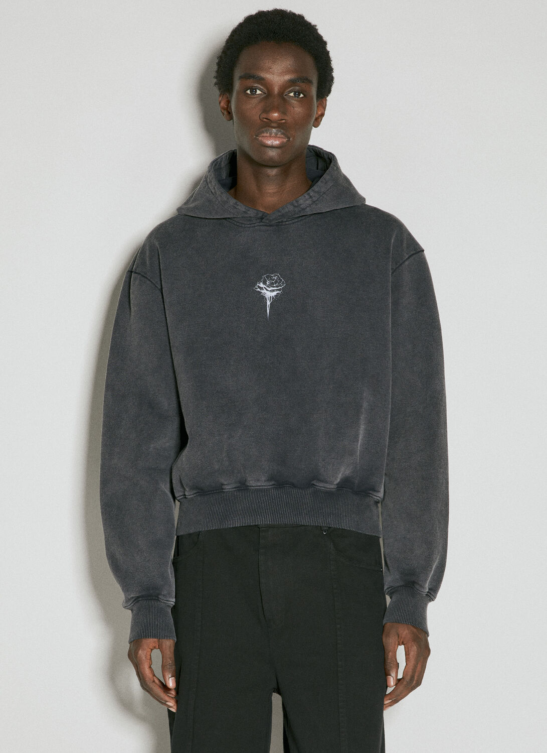 Shop Han Kjobenhavn Rose Cropped Hooded Sweatshirt In Grey