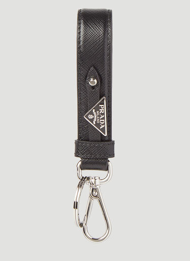Prada Saffiano Leather Keychain Black pra0145056