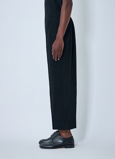 Homme Plissé Issey Miyake Pinstripe Wide-Leg Trousers Black hmp0164006