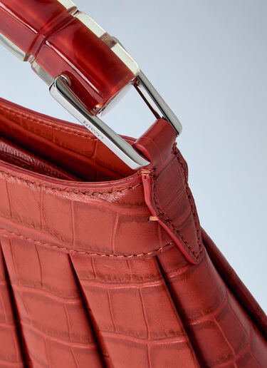Lacoste Runway H Lenglen Crocodile Effect Leather Bag Red lac0364005