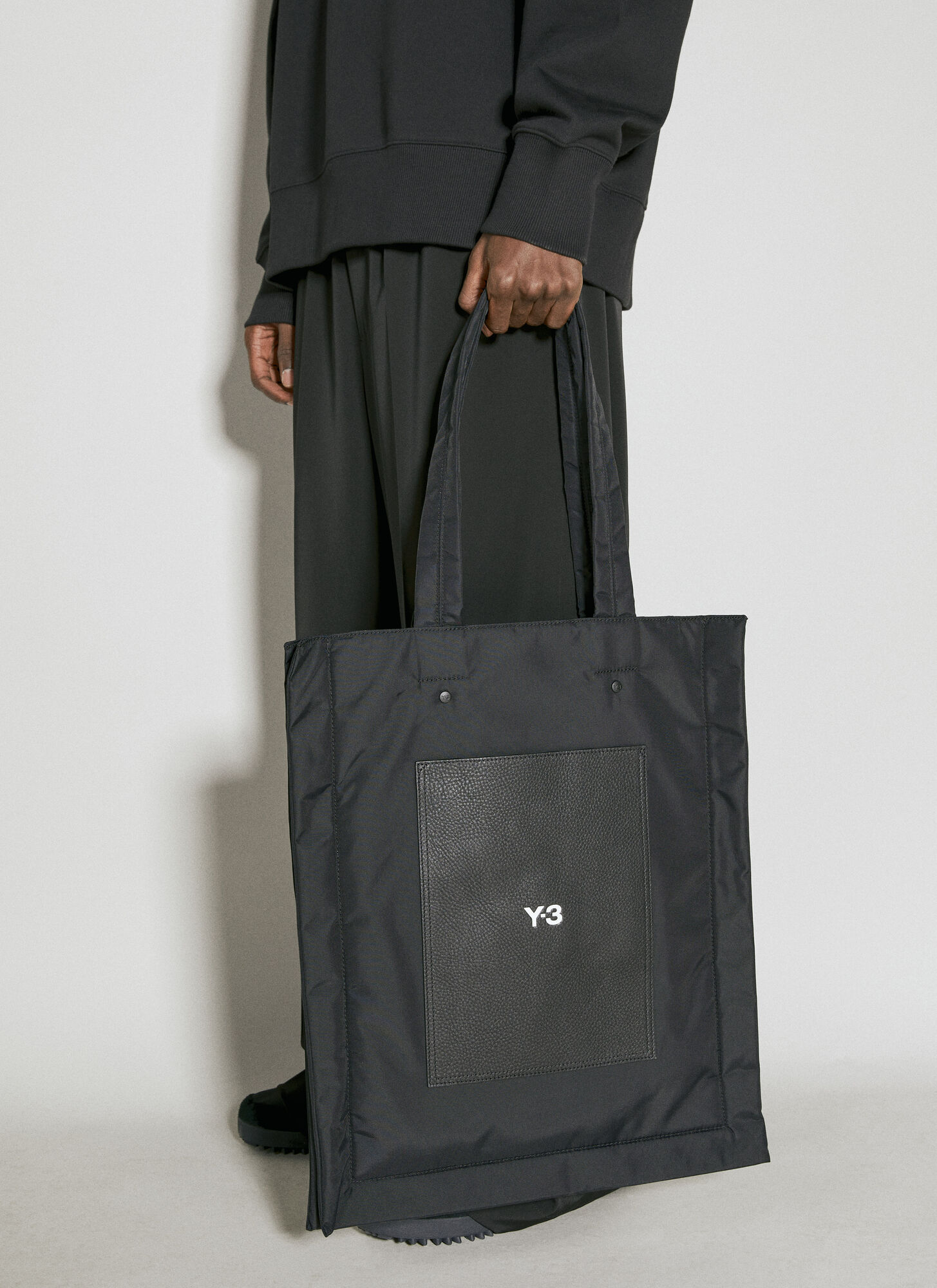Shop Y-3 Logo Print Lux Tote Bag In Black