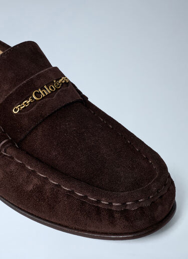 Suede Logo Motif Loafers Chloé Suede Logo Motif Loafers Brown chl0262029