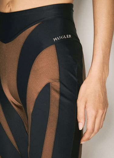 Mugler 双色螺旋图案紧身裤 米色 mug0255004