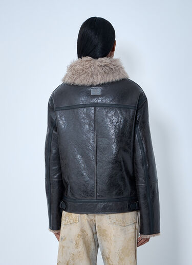 Acne Studios Leather Shearling Jacket Grey acn0263002