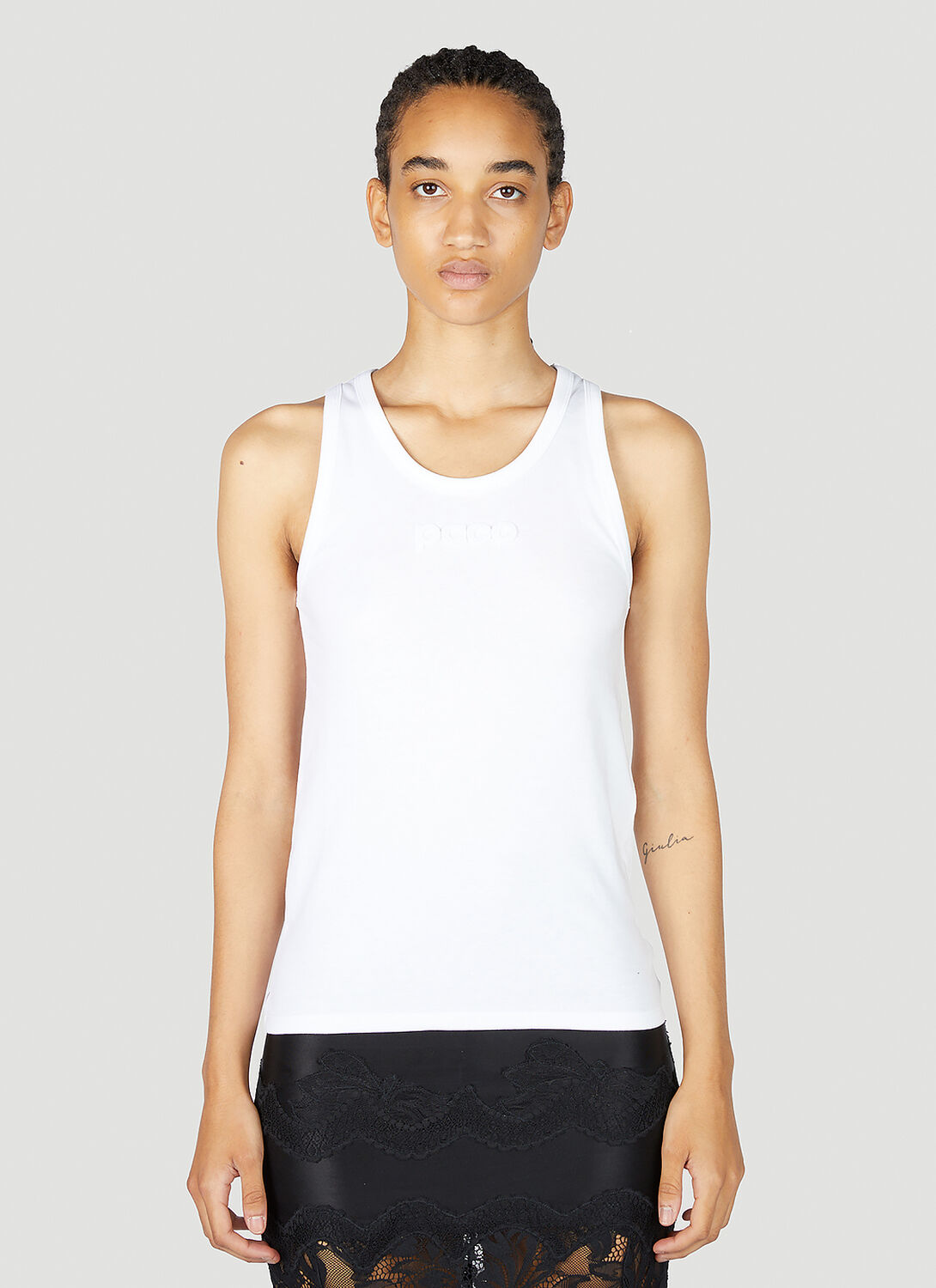 Shop Rabanne Logo Tank Top In White