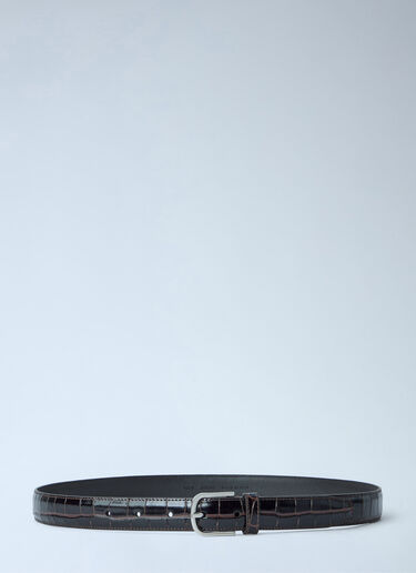 Toteme Slim Croco-Embossed Belt Black tot0265071