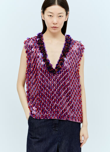 Dries Van Noten Sequin-Embellished Top Purple dvn0256014