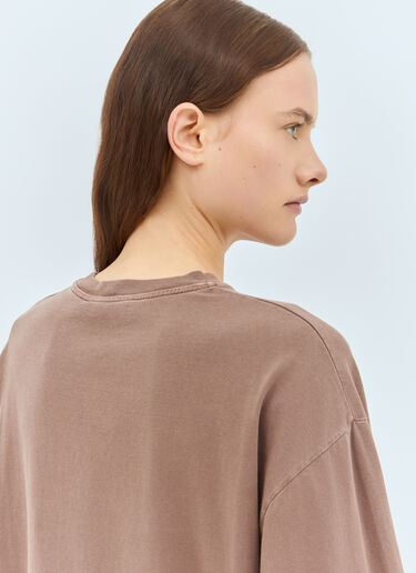 Miu Miu Long-Sleeve Logo T-Shirt Brown miu0259012