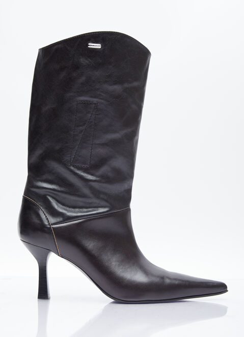 Isa Boulder Envelope Leather Boots Black isa0254007