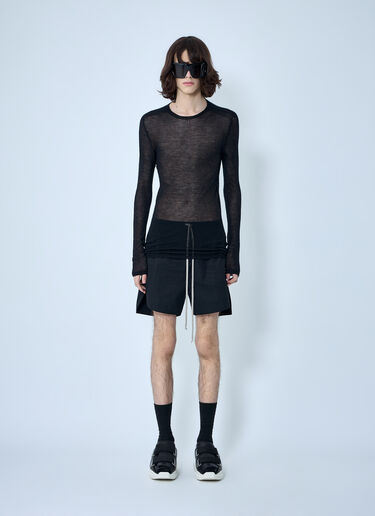 Rick Owens Sheer Knit Long Sleeve Top Black ric0164002