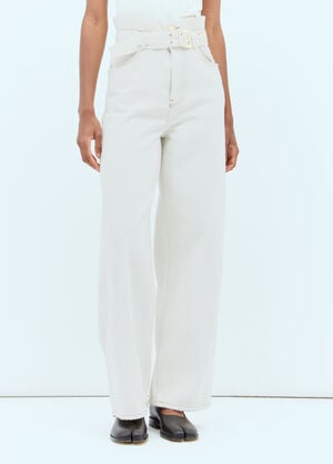GANNI Heavy Denim Paperbag Jeans White gan0256002