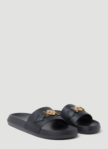 Versace Medusa Open Toe Slides Black ver0153026