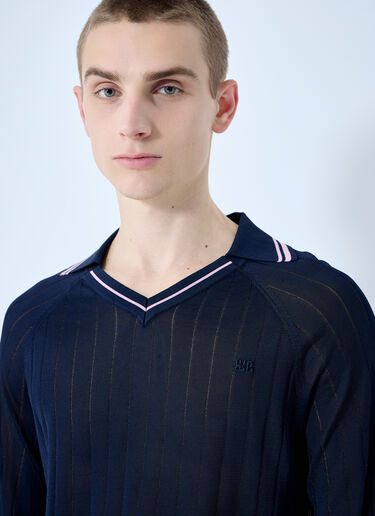 Wales Bonner Roots Polo Shirt Blue wbn0160003