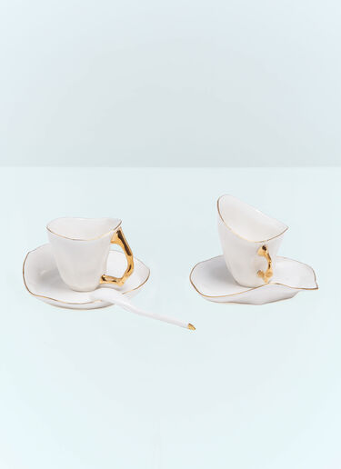 Seletti Meltdown Coffee Cup, Saucer And Spoon Set White wps0691650