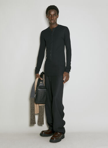 Dolce & Gabbana 凸纹徽标皮革斜挎包  黑色 dol0153013