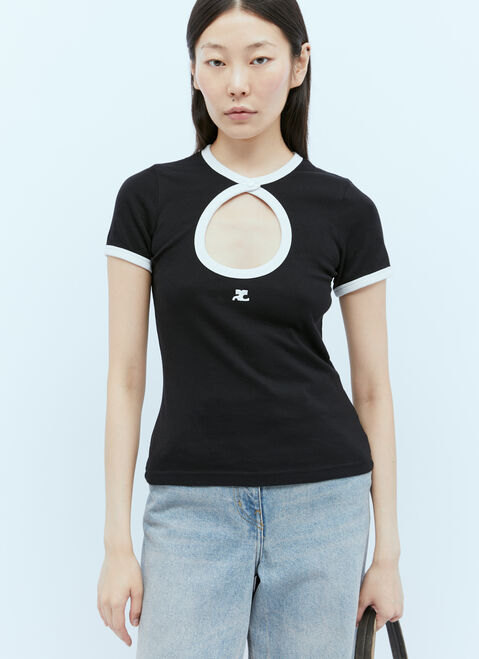 Courrèges 대조적인 서클 티셔츠 블랙 cou0254014