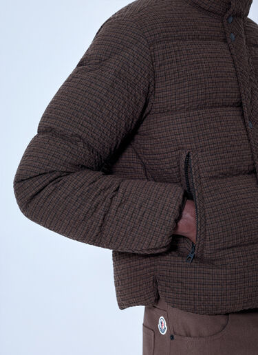 Moncler Oronte Cotton Flannel Short Down Jacket Brown mon0166027