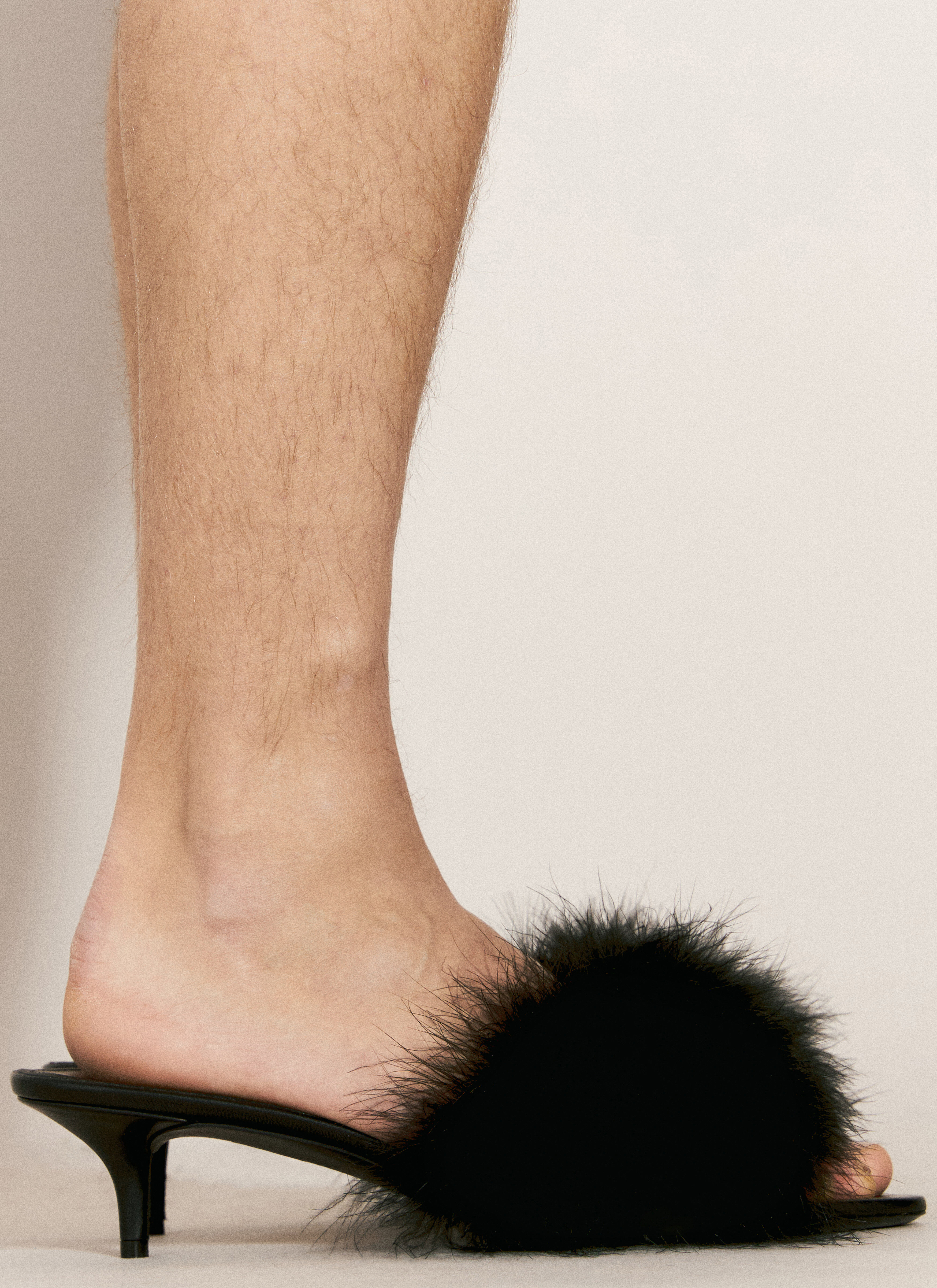 Balenciaga Men s Boudoir Feather Trimmed Heels in Black LN CC
