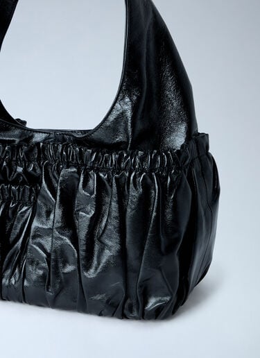 LN-CC® - Marni: Gathered Leather Shoulder Bag - Black Marni Gathered Leather Shoulder Bag Black mni0265026