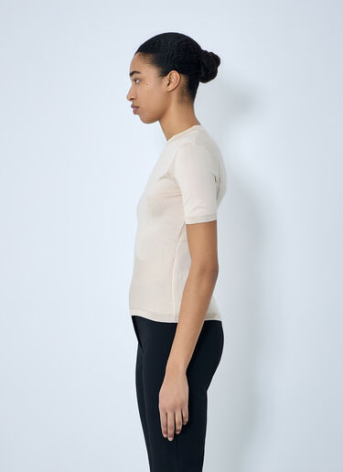 SKIN SERIES Fine Knit Short Sleeve Top Beige sks0264001